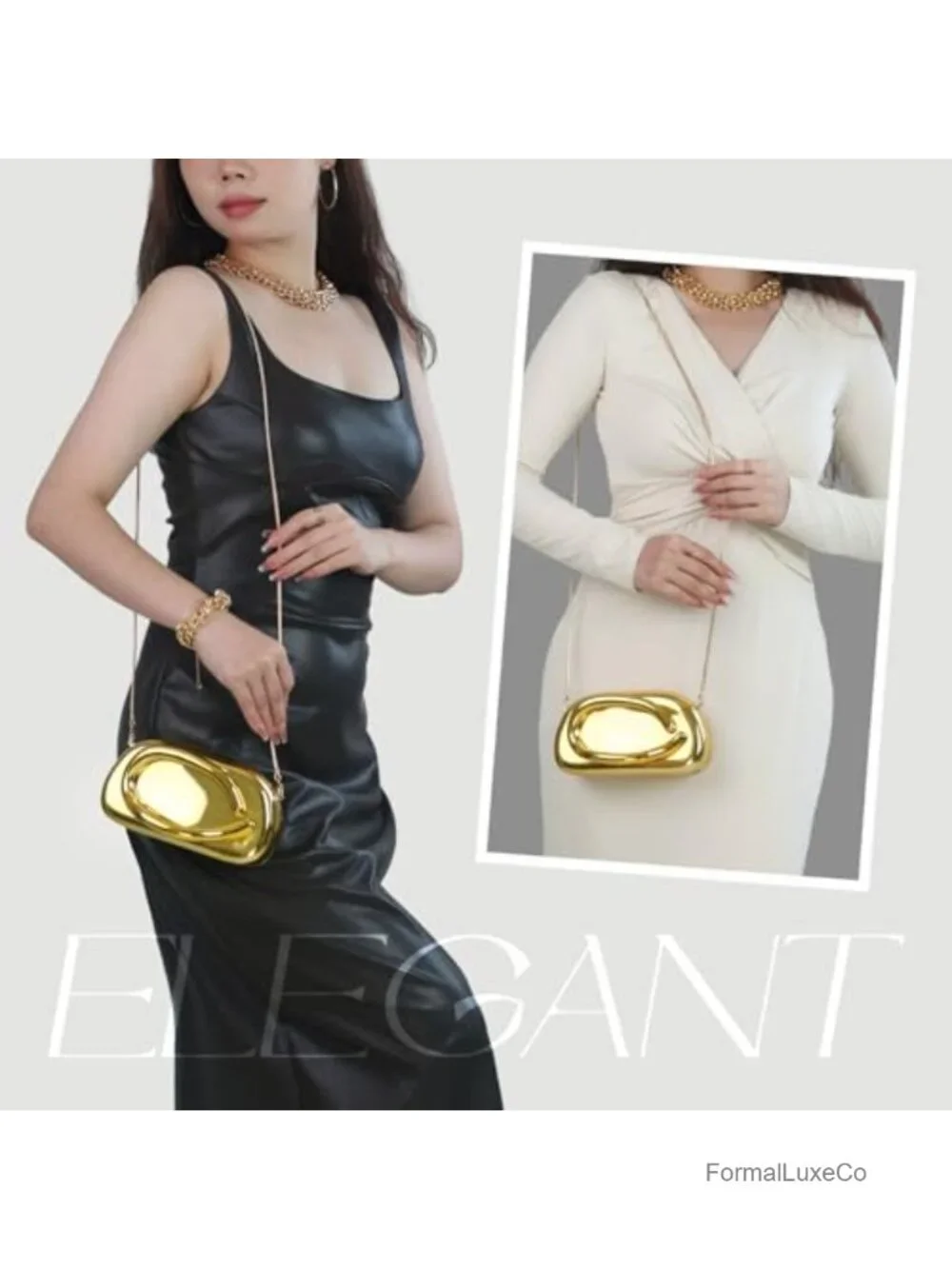 Acrylic Clutch Purse Women Metal Handle Evening Bag Wedding Party Prom Handbag